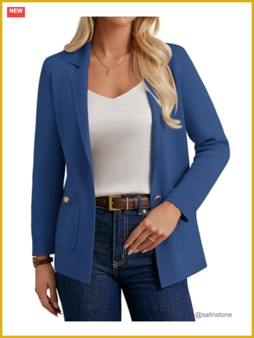 Knit Sweater Blazer Business Casual Long Sleeve Work Cardigan Pockets